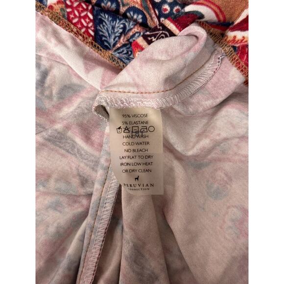 Peruvian Connection Dress XS Womens Floral Paisley Sheath Ruched Viscose Jersey - Picture 8 of 8